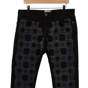 Marni Current Elliot Collab Cropped Black Mid Rise Pearl Print Skinny Jeans
